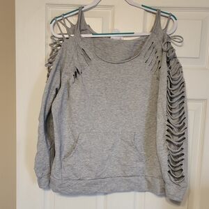 VENUS Gray Cutout Sweatshirt